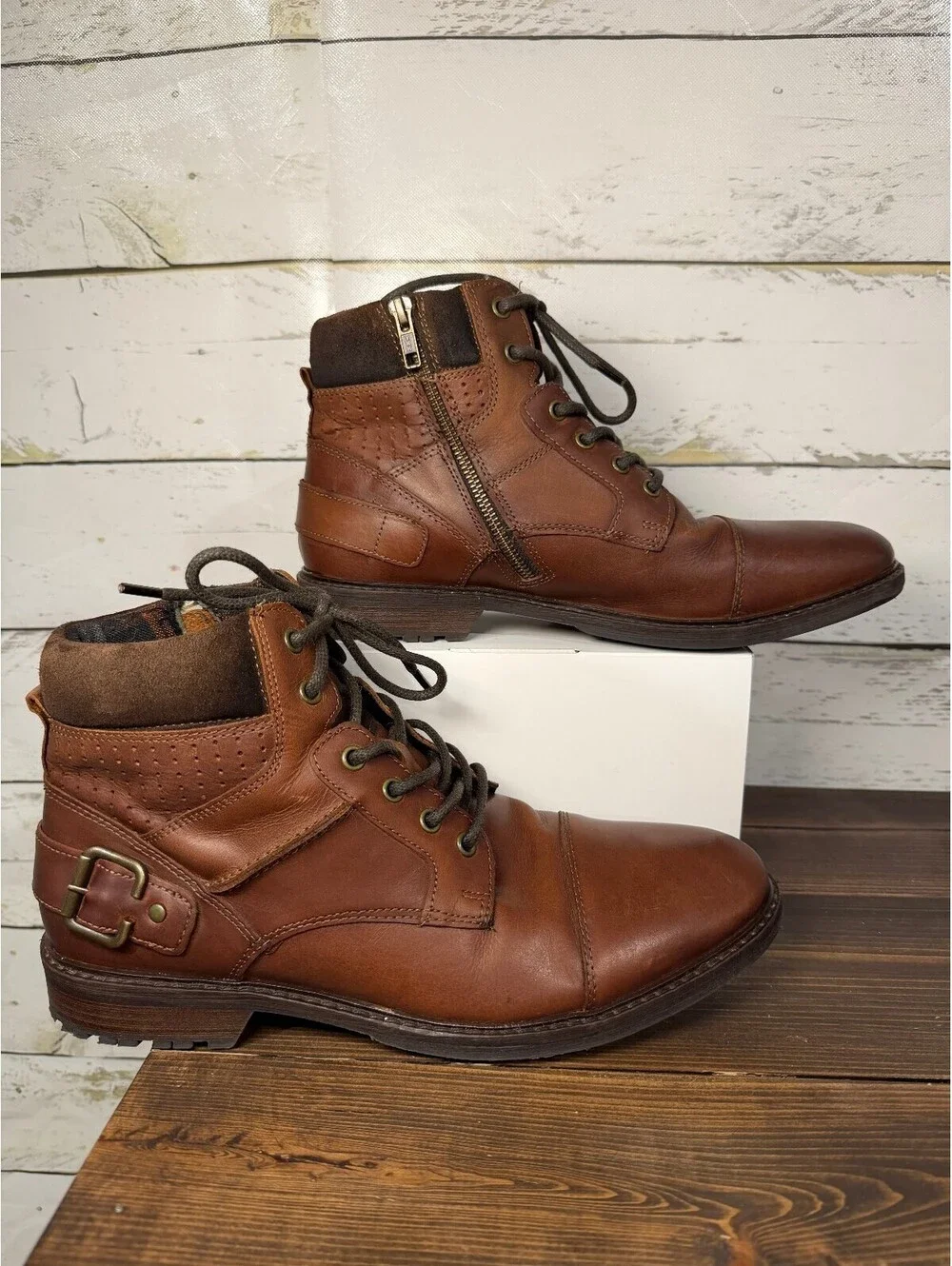 ALDO Balish Ankle Boot Cognac Flannel Lined Men's Size 10.5